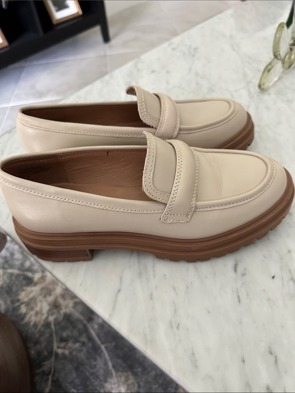 Madewell Bradley The Lug Sole Cream Leather Loafers